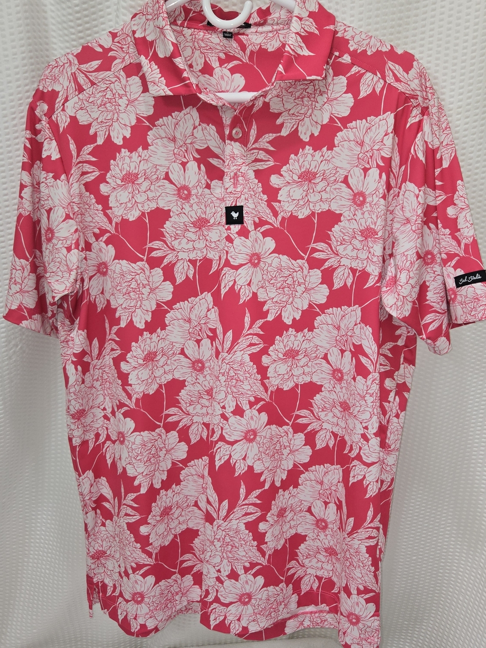 Bad Birdie Hot Pink Floral Polo Shirt